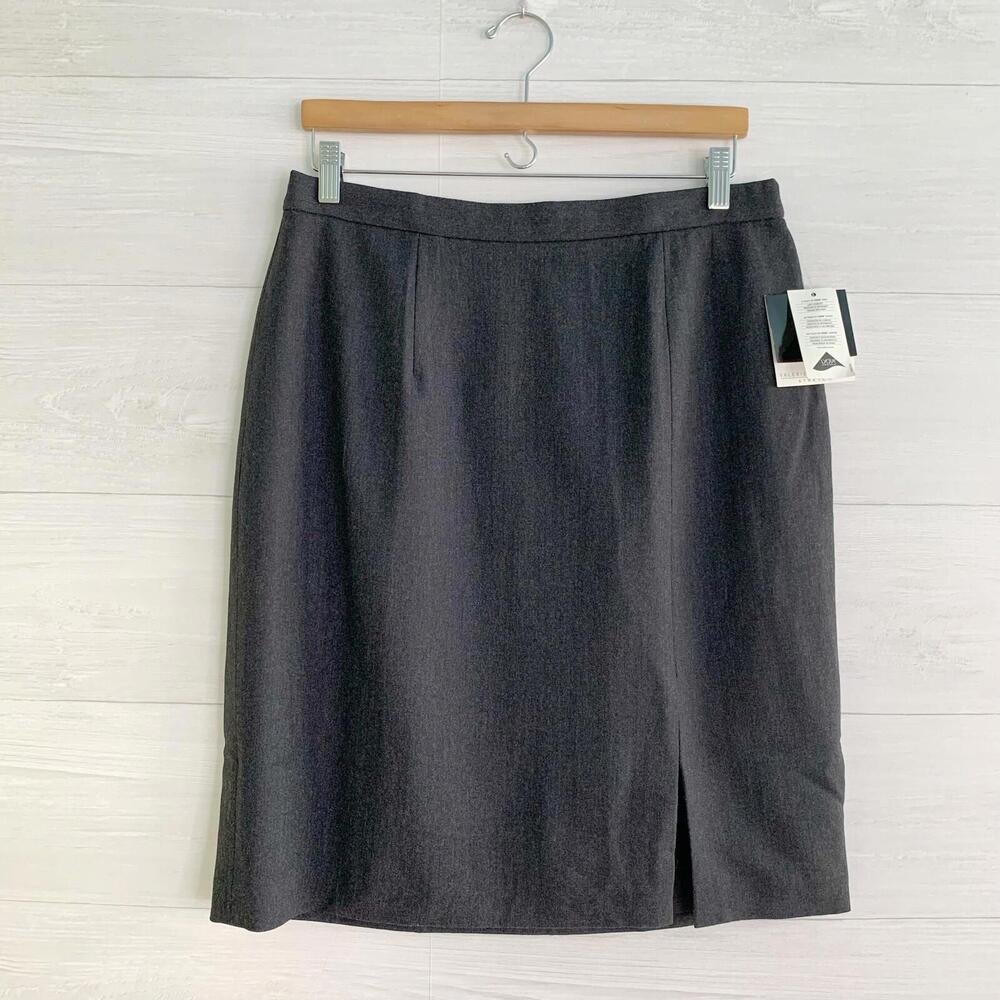 NWT Valerie Stevens II - Charcoal gray Wool blend stretch pencil skirt, 14W